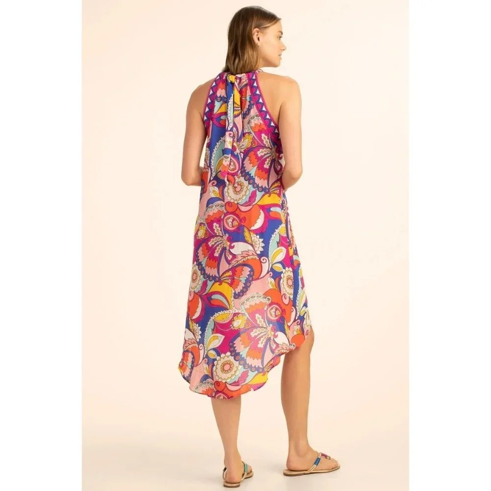 Trina Turk NWT Sevilla Swimsuit Coverup Dress Blue Pink Large - Picture 2 of 7